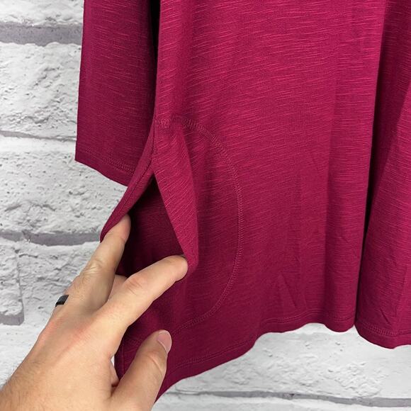 SUSAN GRAVER WEEKEND‎ Women's MP Red Button Neck Casual Knit Pocketed Tunic Top - Picture 4 of 11